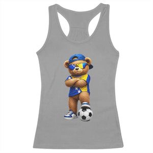 Cool Bosnia Herzegovina Flag Teddy Bear Soccer Fan Racerback Tank Top BIH Bosnian Heritage Football Lovers