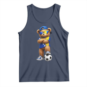 Cool Bosnia Herzegovina Flag Teddy Bear Soccer Fan Tank Top BIH Bosnian Heritage Football Lovers