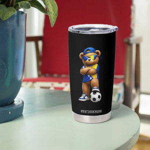 Cool Bosnia Herzegovina Flag Teddy Bear Soccer Fan Tumbler Cup BIH Bosnian Heritage Football Lovers