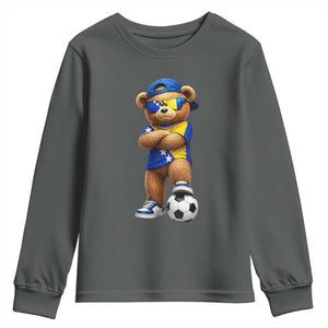 Cool Bosnia Herzegovina Flag Teddy Bear Soccer Fan Youth Sweatshirt BIH Bosnian Heritage Football Lovers