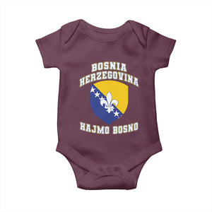 Hajmo Bosno Lets Go Bosnia Herzegovina Flag Baby Onesie Golden Lily Soccer Football Fan Athletic Graphic TS02 Maroon Print Your Wear