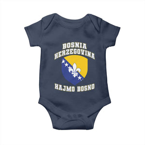 Hajmo Bosno Lets Go Bosnia Herzegovina Flag Baby Onesie Golden Lily Soccer Football Fan Athletic Graphic TS02 Navy Print Your Wear