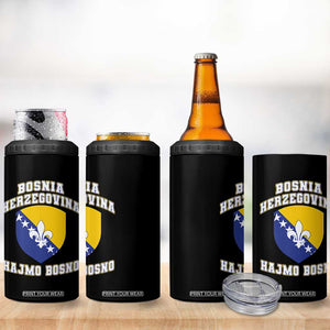 Hajmo Bosno Lets Go Bosnia Herzegovina Flag 4 in 1 Can Cooler Tumbler Golden Lily Soccer Football Fan Athletic Graphic