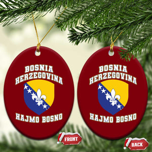Hajmo Bosno Lets Go Bosnia Herzegovina Flag Ceramic Ornament Golden Lily Soccer Football Fan Athletic Graphic TS02 Print Your Wear