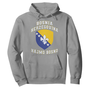 Hajmo Bosno Lets Go Bosnia Herzegovina Flag Hoodie Golden Lily Soccer Football Fan Athletic Graphic TS02 Sport Gray Print Your Wear
