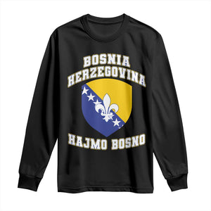 Hajmo Bosno Lets Go Bosnia Herzegovina Flag Long Sleeve Shirt Golden Lily Soccer Football Fan Athletic Graphic TS02 Black Print Your Wear