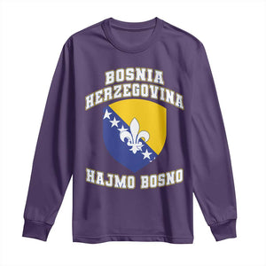 Hajmo Bosno Lets Go Bosnia Herzegovina Flag Long Sleeve Shirt Golden Lily Soccer Football Fan Athletic Graphic TS02 Purple Print Your Wear