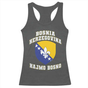 Hajmo Bosno Lets Go Bosnia Herzegovina Flag Racerback Tank Top Golden Lily Soccer Football Fan Athletic Graphic TS02 Dark Heather Print Your Wear
