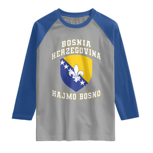 Hajmo Bosno Lets Go Bosnia Herzegovina Flag Raglan Shirt Golden Lily Soccer Football Fan Athletic Graphic TS02 Sport Gray Royal Print Your Wear