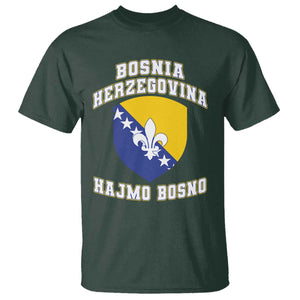 Hajmo Bosno Lets Go Bosnia Herzegovina Flag T Shirt Golden Lily Soccer Football Fan Athletic Graphic TS02 Dark Forest Green Print Your Wear