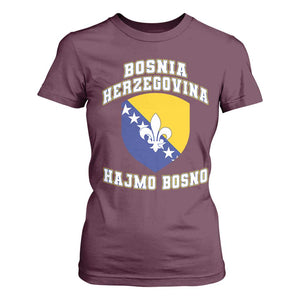 Hajmo Bosno Lets Go Bosnia Herzegovina Flag T Shirt For Women Golden Lily Soccer Football Fan Athletic Graphic TS02 Maroon Print Your Wear