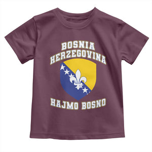 Hajmo Bosno Lets Go Bosnia Herzegovina Flag Toddler T Shirt Golden Lily Soccer Football Fan Athletic Graphic TS02 Maroon Print Your Wear