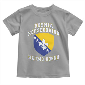 Hajmo Bosno Lets Go Bosnia Herzegovina Flag Toddler T Shirt Golden Lily Soccer Football Fan Athletic Graphic TS02 Sport Gray Print Your Wear