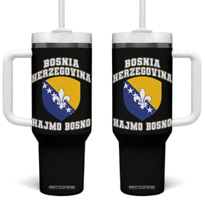 Hajmo Bosno Lets Go Bosnia Herzegovina Flag Tumbler With Handle Golden Lily Soccer Football Fan Athletic Graphic