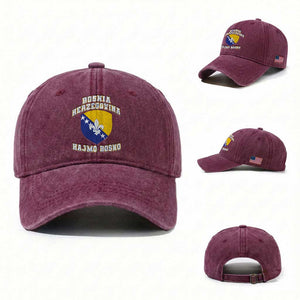 Hajmo Bosno Lets Go Bosnia Herzegovina Flag Washed Cotton Baseball Cap Golden Lily Soccer Football Fan Athletic Graphic