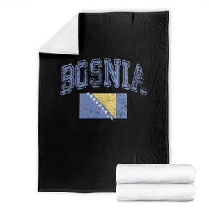Classic Distressed Bosnia National Flag Varsity Style Throw Blanket Sports Fan Athletic Graphic