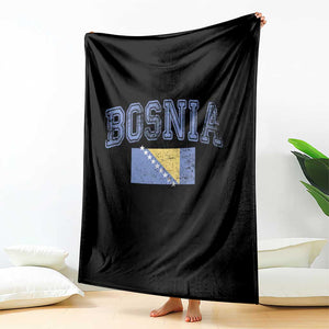 Classic Distressed Bosnia National Flag Varsity Style Throw Blanket Sports Fan Athletic Graphic