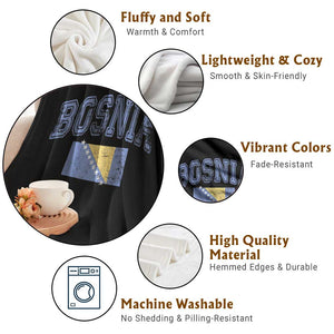 Classic Distressed Bosnia National Flag Varsity Style Throw Blanket Sports Fan Athletic Graphic