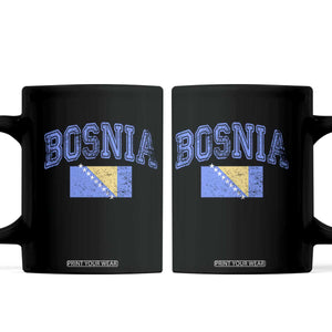 Classic Distressed Bosnia National Flag Varsity Style Coffee Mug Sports Fan Athletic Graphic