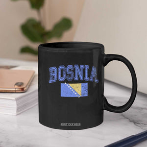 Classic Distressed Bosnia National Flag Varsity Style Coffee Mug Sports Fan Athletic Graphic