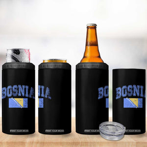 Classic Distressed Bosnia National Flag Varsity Style 4 in 1 Can Cooler Tumbler Sports Fan Athletic Graphic