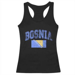 Classic Distressed Bosnia National Flag Varsity Style Racerback Tank Top Sports Fan Athletic Graphic
