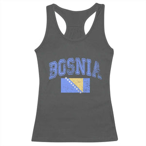 Classic Distressed Bosnia National Flag Varsity Style Racerback Tank Top Sports Fan Athletic Graphic