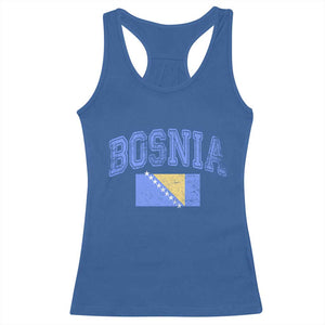 Classic Distressed Bosnia National Flag Varsity Style Racerback Tank Top Sports Fan Athletic Graphic