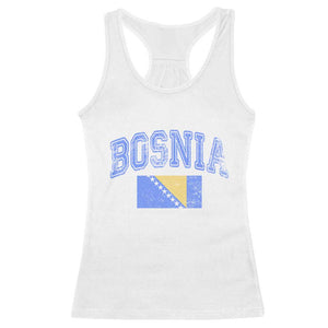Classic Distressed Bosnia National Flag Varsity Style Racerback Tank Top Sports Fan Athletic Graphic
