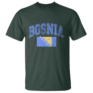 Classic Distressed Bosnia National Flag Varsity Style T Shirt Sports Fan Athletic Graphic