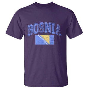 Classic Distressed Bosnia National Flag Varsity Style T Shirt Sports Fan Athletic Graphic