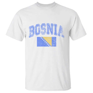 Classic Distressed Bosnia National Flag Varsity Style T Shirt Sports Fan Athletic Graphic