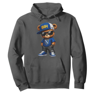 BIH Bosnia Teddy Bear Graphic Hoodie Golden Lily Heritage Urban Streetwear Style