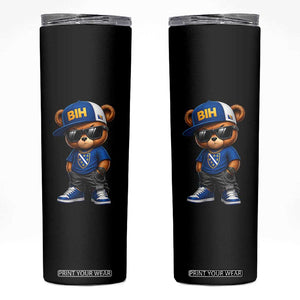 BIH Bosnia Teddy Bear Graphic Skinny Tumbler Golden Lily Heritage Urban Streetwear Style