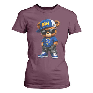 BIH Bosnia Teddy Bear Graphic T Shirt For Women Golden Lily Heritage Urban Streetwear Style