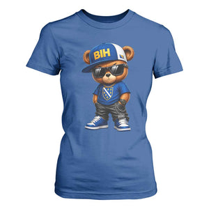 BIH Bosnia Teddy Bear Graphic T Shirt For Women Golden Lily Heritage Urban Streetwear Style