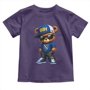 BIH Bosnia Teddy Bear Graphic Toddler T Shirt Golden Lily Heritage Urban Streetwear Style