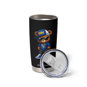BIH Bosnia Teddy Bear Graphic Tumbler Cup Golden Lily Heritage Urban Streetwear Style