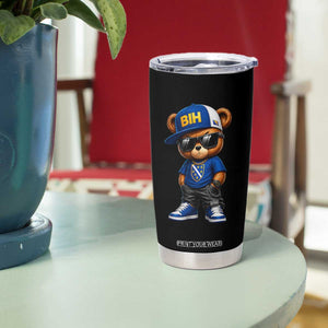 BIH Bosnia Teddy Bear Graphic Tumbler Cup Golden Lily Heritage Urban Streetwear Style