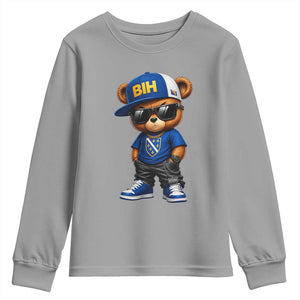BIH Bosnia Teddy Bear Graphic Youth Sweatshirt Golden Lily Heritage Urban Streetwear Style