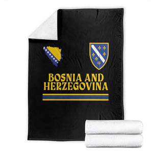 Bosnia Herzegovina Soccer Jersey Style Throw Blanket Country Map Heritage Football Fan