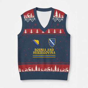 Bosnia Herzegovina Soccer Jersey Style V-Neck Knit Sweater Vest Country Map Heritage Football Fan TS02 Navy Red Print Your Wear
