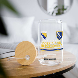 Bosnia Herzegovina Soccer Jersey Style Glass Can Country Map Heritage Football Fan