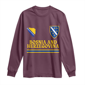 Bosnia Herzegovina Soccer Jersey Style Long Sleeve Shirt Country Map Heritage Football Fan TS02 Maroon Print Your Wear