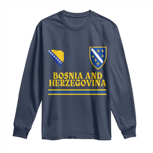 Bosnia Herzegovina Soccer Jersey Style Long Sleeve Shirt Country Map Heritage Football Fan TS02 Navy Print Your Wear