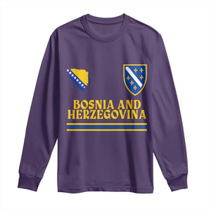 Bosnia Herzegovina Soccer Jersey Style Long Sleeve Shirt Country Map Heritage Football Fan TS02 Purple Print Your Wear