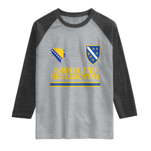 Bosnia Herzegovina Soccer Jersey Style Raglan Shirt Country Map Heritage Football Fan TS02 Heather Gray Heather Charcoal Print Your Wear