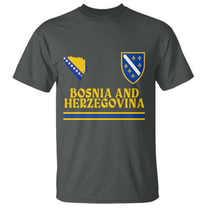 Bosnia Herzegovina Soccer Jersey Style T Shirt Country Map Heritage Football Fan TS02 Dark Heather Print Your Wear