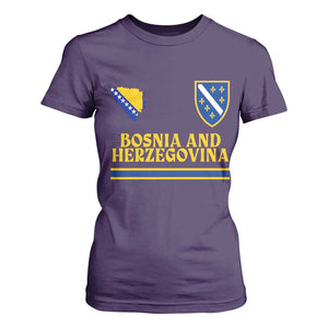 Bosnia Herzegovina Soccer Jersey Style T Shirt For Women Country Map Heritage Football Fan TS02 Purple Print Your Wear