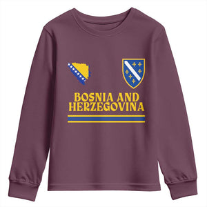 Bosnia Herzegovina Soccer Jersey Style Youth Sweatshirt Country Map Heritage Football Fan TS02 Maroon Print Your Wear